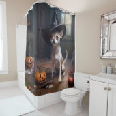 Chihuahua pompoenen Halloween eng Douchegordijn (In situ)