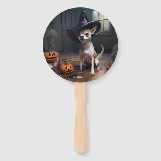 Chihuahua pompoenen Halloween eng Handwaaier (Achterkant)