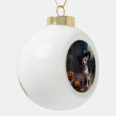Chihuahua pompoenen Halloween eng Keramische Bal Ornament (Links)