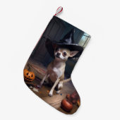 Chihuahua pompoenen Halloween eng Kleine Kerstsok (Voorkant (Hangend))