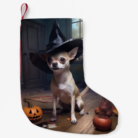Chihuahua pompoenen Halloween eng Kleine Kerstsok (Voorkant)