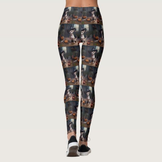 Chihuahua pompoenen Halloween eng Leggings (Achterkant)