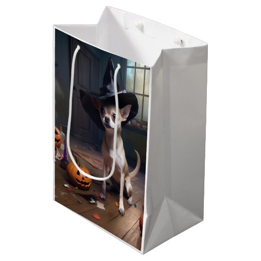 Chihuahua pompoenen Halloween eng Medium Cadeauzakje (Voorkant Gekanteld)