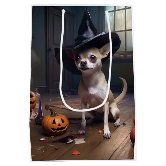 Chihuahua pompoenen Halloween eng Medium Cadeauzakje (Achterkant)
