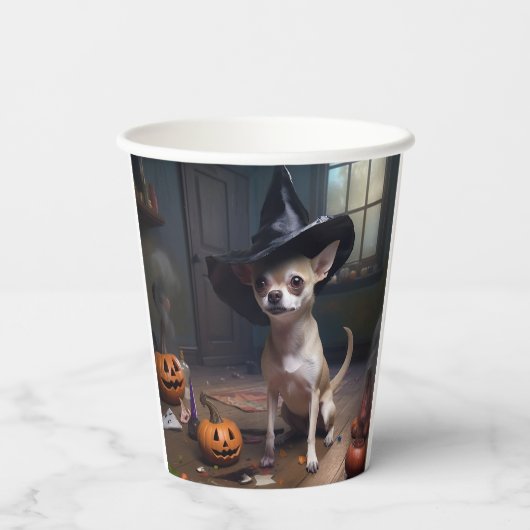 Chihuahua pompoenen Halloween eng Papieren Bekers (Achterkant)