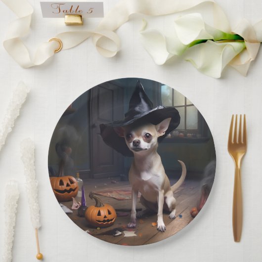 Chihuahua pompoenen Halloween eng Papieren Bordje (Huwelijk)