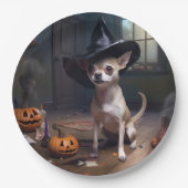 Chihuahua pompoenen Halloween eng Papieren Bordje (Voorkant)