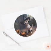 Chihuahua pompoenen Halloween eng Ronde Sticker (Envelop)