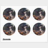 Chihuahua pompoenen Halloween eng Ronde Sticker (Vel)