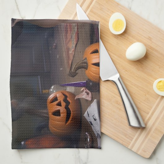 Chihuahua pompoenen Halloween eng Theedoek (Quarter Fold)