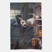 Chihuahua pompoenen Halloween eng Theedoek (Verticaal)