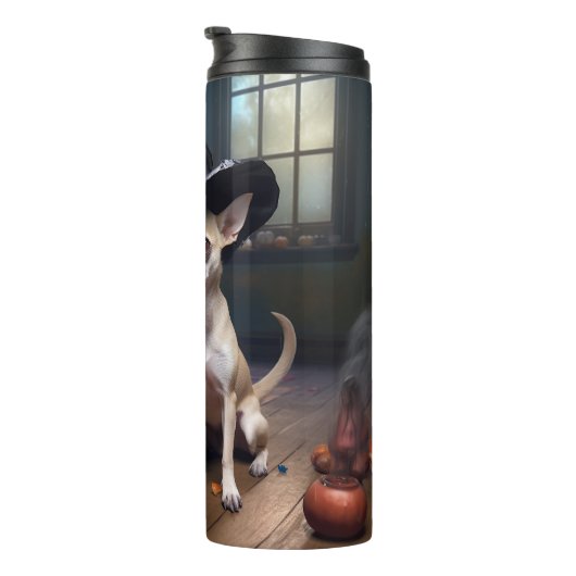 Chihuahua pompoenen Halloween eng Thermosbeker (Geroteerd rechts)