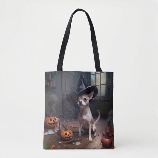 Chihuahua pompoenen Halloween eng Tote Bag (Voorkant)
