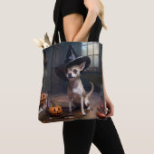 Chihuahua pompoenen Halloween eng Tote Bag (Dichtbij)