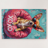 Chihuahua Pop Art Heart Sunglasses Valentine Legpuzzel (Horizontaal)