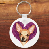 Chihuahua Portrait Sleutelhanger (Voorkant)