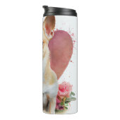 Chihuahua Portret met hart achtergrond Thermosbeker (Geroteerd rechts)