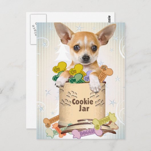 Chihuahua Posed met Cookie Jar Briefkaart (Voorkant / Achterkant)