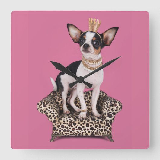 Chihuahua Princess Vierkante Klok (Voorkant)