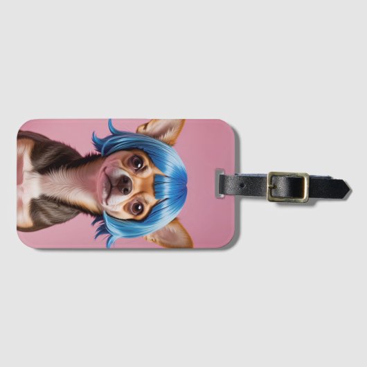 Chihuahua pruik bagagelabel (Voorkant (horizontaal))