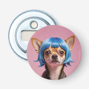Chihuahua pruik button flesopener