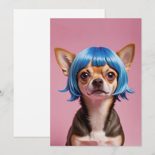 Chihuahua pruik feestdagenkaart (Voorkant / Achterkant)
