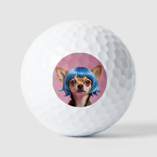 Chihuahua pruik golfballen (Voorkant)