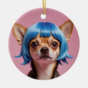 Chihuahua pruik keramisch ornament