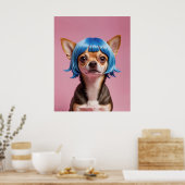 Chihuahua pruik poster (Keuken)