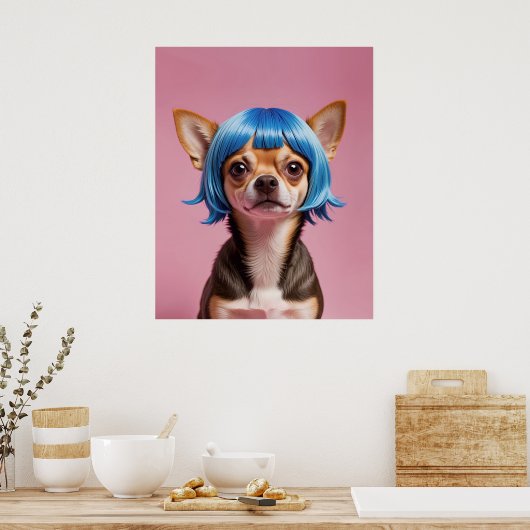 Chihuahua pruik poster (Keuken)