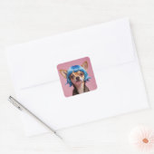 Chihuahua pruik vierkante sticker (Envelop)