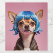Chihuahua pruik wijn etiket (Enkel label)