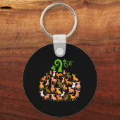 Chihuahua Pumpkin Shape Plaid Leopard Dog Autumn H Sleutelhanger (Voorkant)