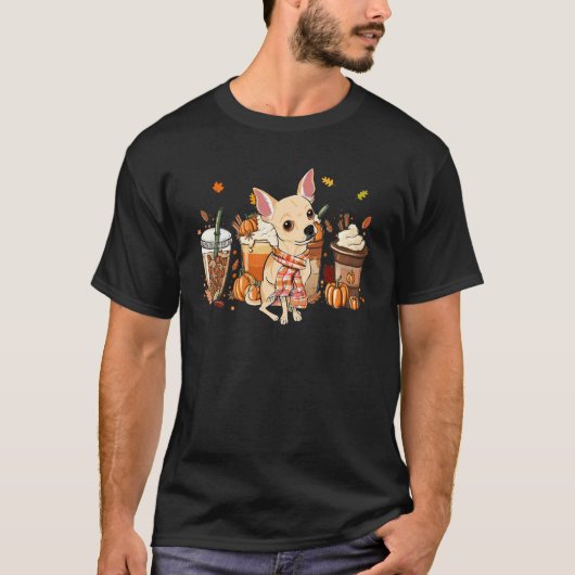 Chihuahua Pumpkin Spice Latte Iced Autumn Dog Fall T-shirt (Voorkant)