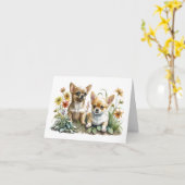 Chihuahua Puppies Blank Wenskaart Kaart (Gele Bloem)