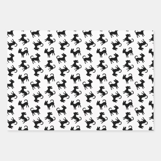 Chihuahua Puppies Classic Black en White Pattern Inpakpapier Vel (Voorkant 3)