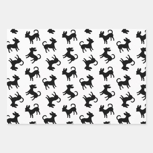 Chihuahua Puppies Classic Black en White Pattern Inpakpapier Vel (Voorkant)