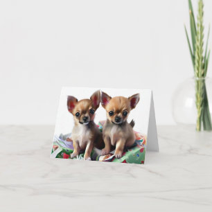 Chihuahua Puppies Kerstmis Kaart