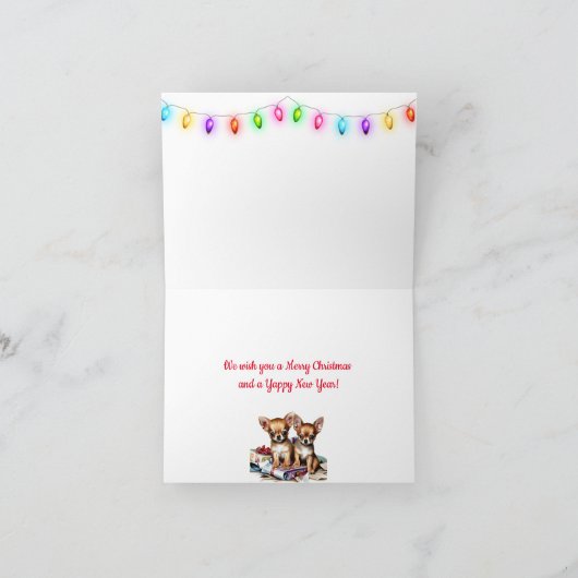 Chihuahua Puppies Kerstmis Kaart (Binnen)