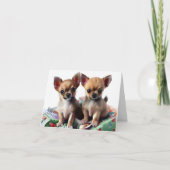 Chihuahua Puppies Kerstmis Kaart (Voorkant)