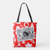 Chihuahua Puppies Vrolijke kerstboom krans Tote Bag (Achterkant)