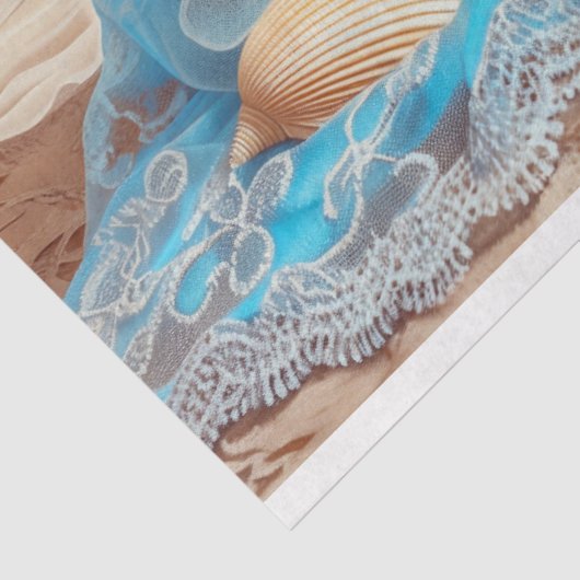 Chihuahua Puppy Blauw Bloemen Strand Decoupage Tissuepapier (Detail)