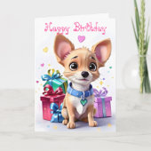 Chihuahua Puppy Cadeaus & Hartelijke Wensen Verjaa Kaart (Voorkant)