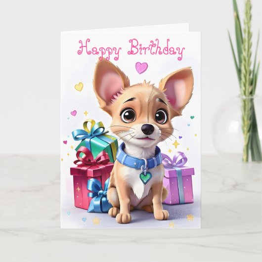 Chihuahua Puppy Cadeaus & Hartelijke Wensen Verjaa Kaart (Voorkant)