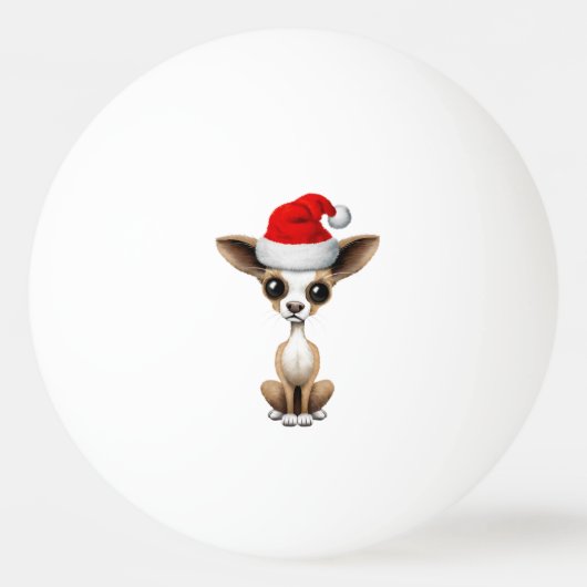 Chihuahua Puppy die een kersthat draagt Pingpongbal (Voorkant)