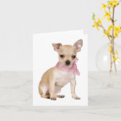 Chihuahua Puppy Dog Blank Note of Wenskaart Kaart (Gele Bloem)