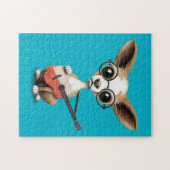 Chihuahua Puppy Dog die Poolse vlag speelt Legpuzzel (Horizontaal)