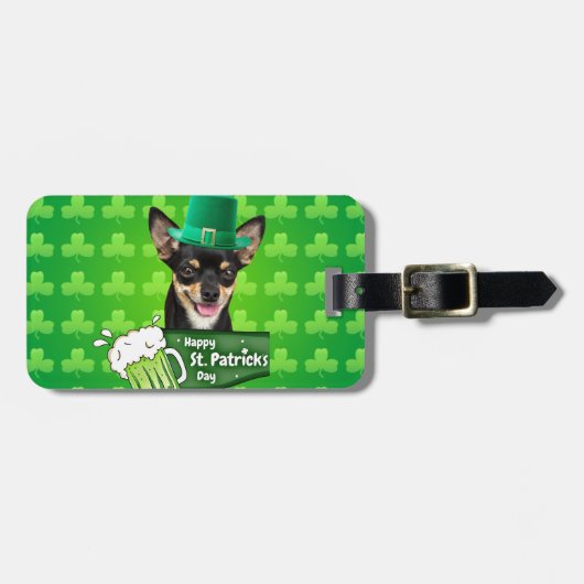 Chihuahua Puppy Dog St. Patrick's Day Groene Klave Bagagelabel (Voorkant horizontaal)