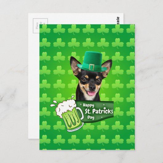 Chihuahua Puppy Dog St. Patrick's Day Groene Klave Briefkaart (Voorkant / Achterkant)