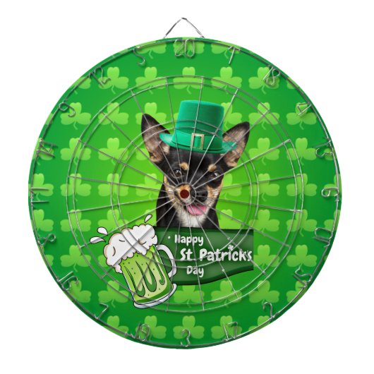 Chihuahua Puppy Dog St. Patrick's Day Groene Klave Dartbord (Voorkant)